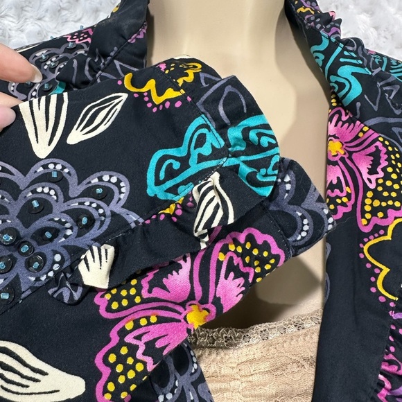 REDD Jeans Women's Sequin Multi Color Floral Print Jacket Blazer - Picture 5 of 11